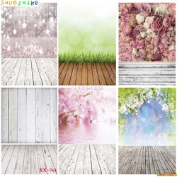 SHUOZHIKE Thin Cloth Photography Backdrops Props Flower Landscape Wooden floor Photo Studio Background ZLDT-14