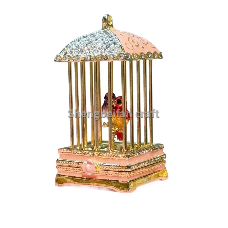 

Metal Craft Enamel Ornament Bird Case Jewelry Box Decoration Bithday Gift Trinket Box For Home Decor