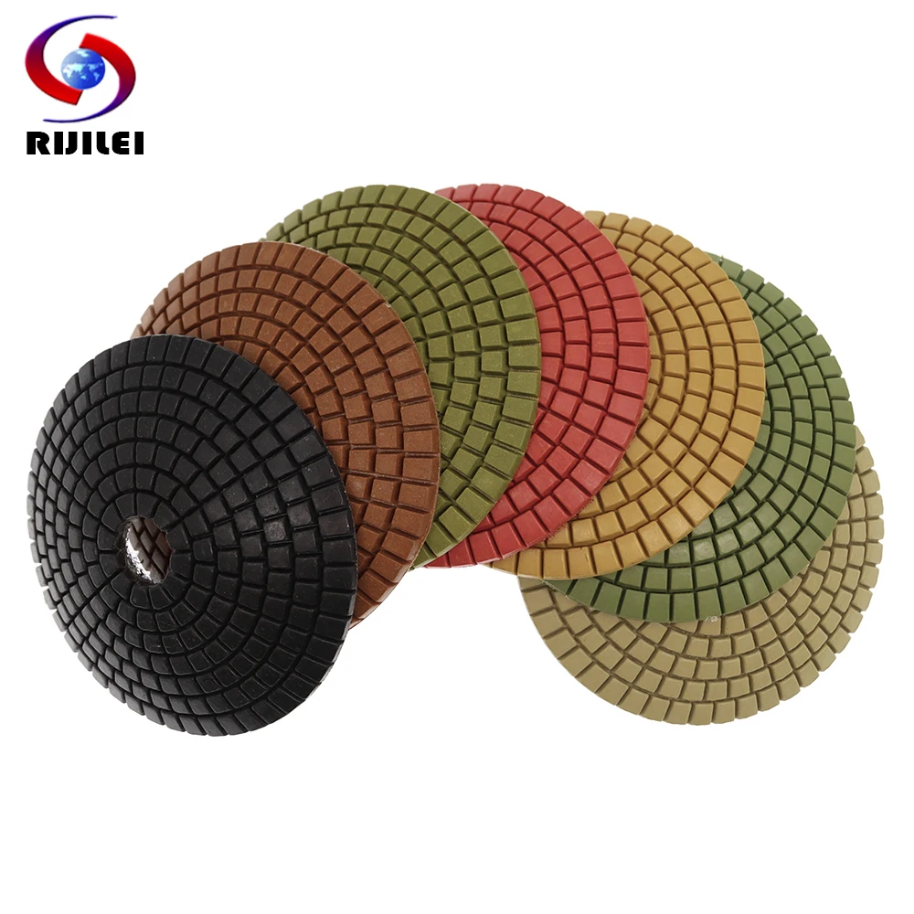 7PCS/Set Convex Diamond Polishing Pad 4inch Arc-Shaped Edge Polishing Pads For Granite Marble Stone Bowl Grinding Discs