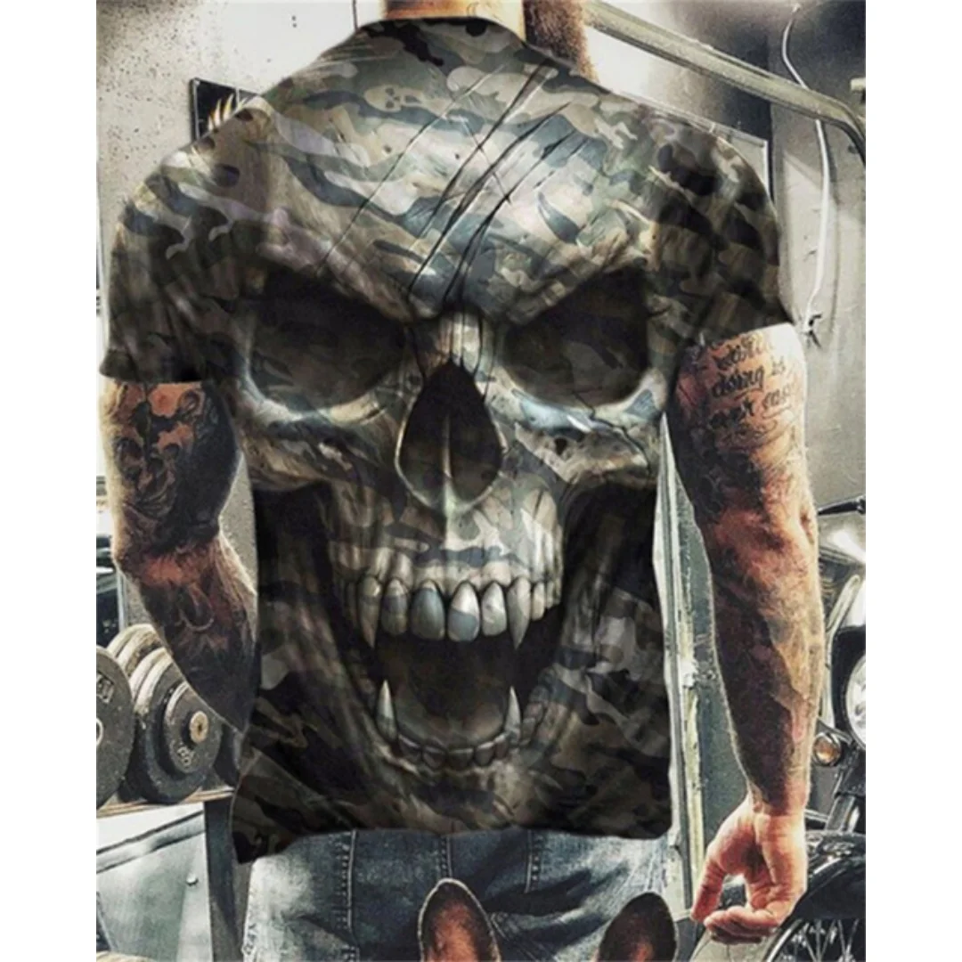 هالوين روك الشرير الجمجمة الجرافيك تي شيرت ثلاثية الأبعاد الطباعة الصيف الترفيه الجافة بسرعة تي شيرت رجالي ملابس الأطفال المحملة Y2k امرأة