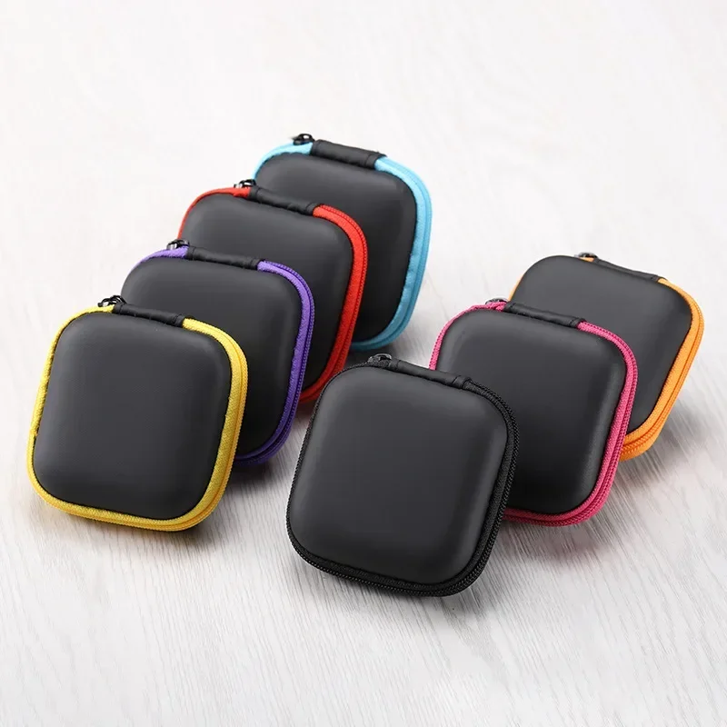 Mini Zipper Hard Headphone Holder Case Portable Earbuds Pouch box Earphone Storage Bag Protective USB Cable Organizer