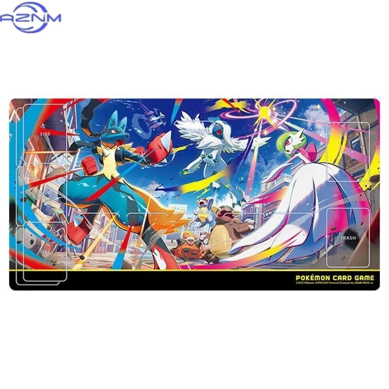 Pokemon Mega Evolution EX Play Mat - Gardevoir Lucario DIY Anti-Slip Dual-Use Battle Mat Gift Anime Gift