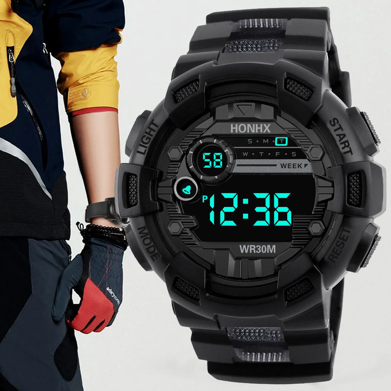 Top Brand HONHX Men\'s Watch Fashion Sport LED Digital Watches for Men Waterproof Military Luminous Electronic Clock Reloj Hombre