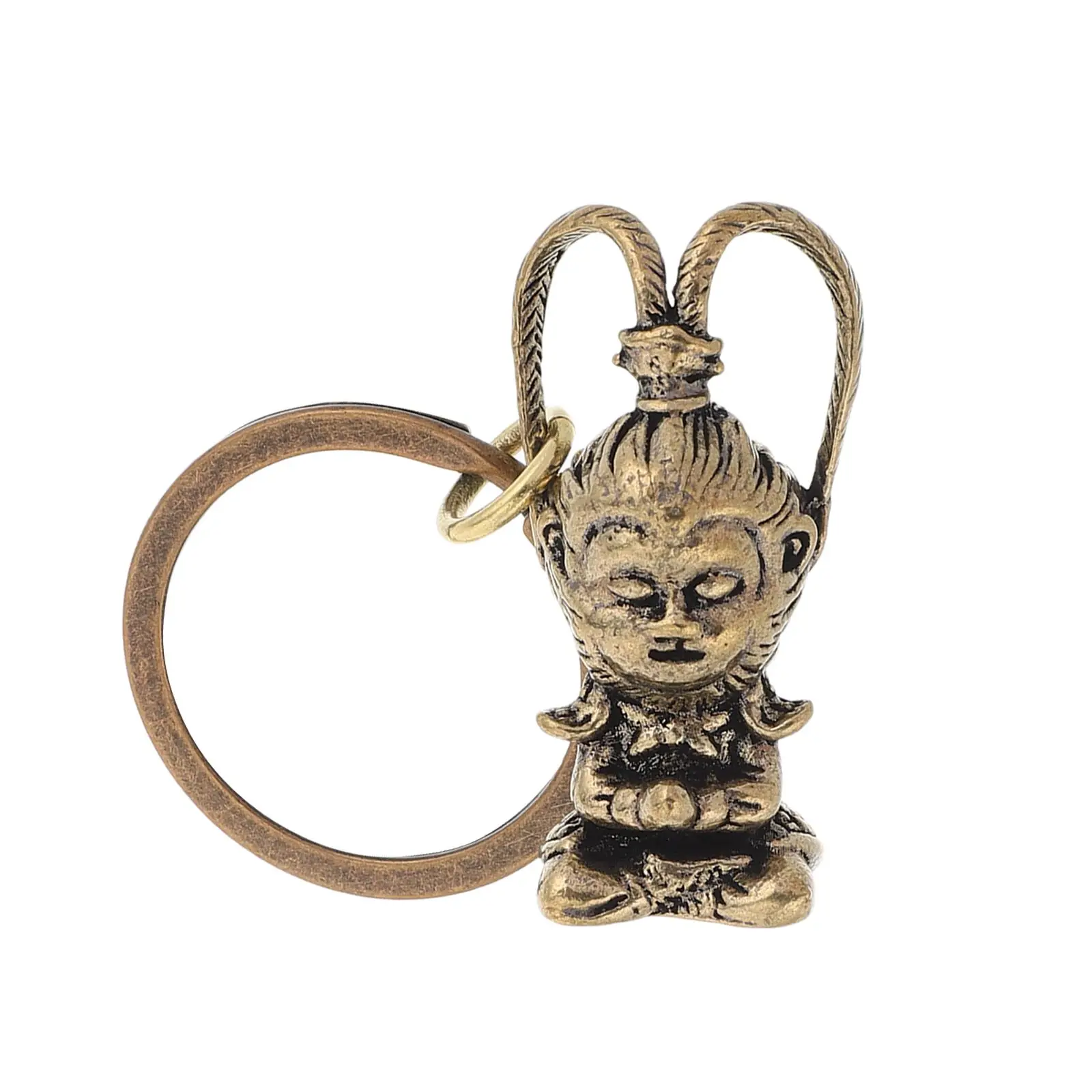 Brass Keychain Cartoon Animal Dragon Amulet Hangtag Chinese Zodiac Brass Keychain Outdoor Camping Hiking Accessories