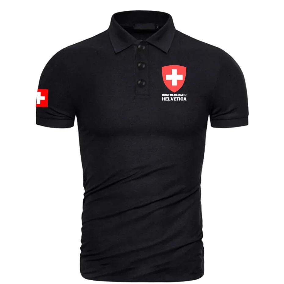 Confederación suiza Suiza CHE CH Confoederatio Helvetica Polo camisas hombres manga corta marca impresa para el país Polo camisa