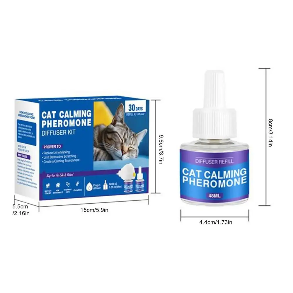 Kat Feromonen Kalmerende Diffuser Refill Verminderen Vechten Diffuser Plug In 60 Dagen Huisdieren Kalmerende Feromoon Stress Refill - afbeelding 1