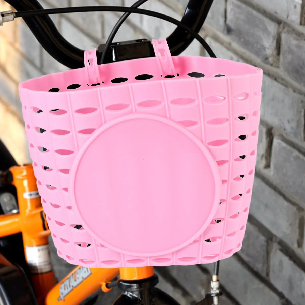 

1Pcs Plastic Bike Basket Detachable Thickened Children Storage Basket Pink Easy Install Water Resistant for Kids Bike Outdoor