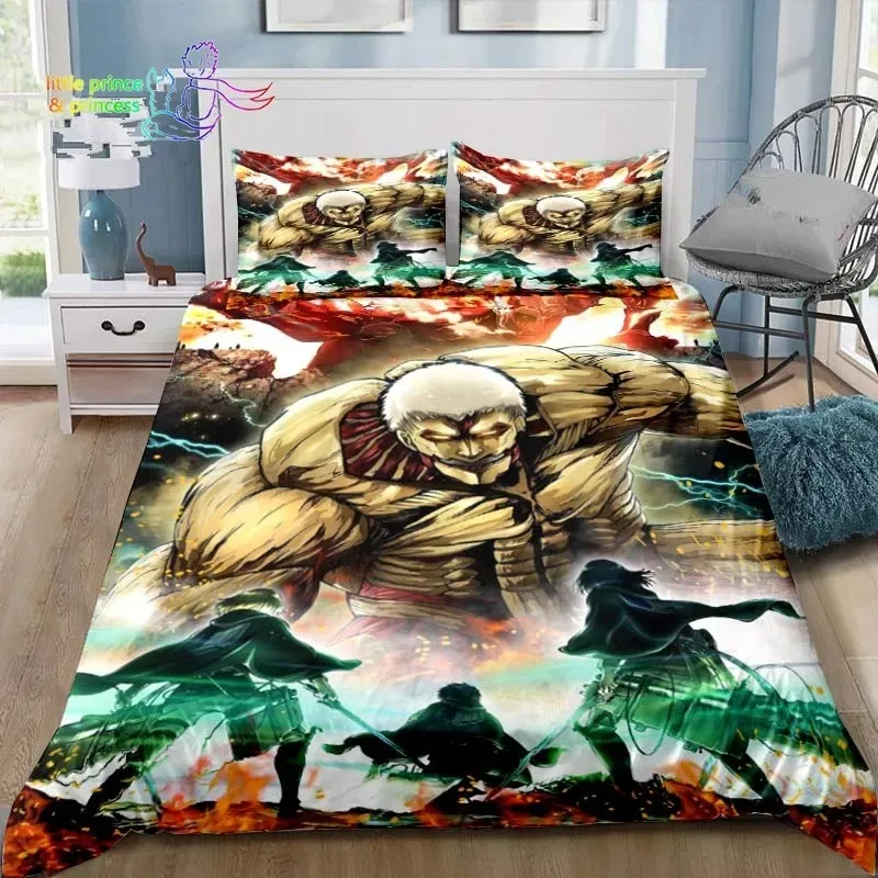 Anime Attack on Titan 3D Print Bedding Set Single Twin Full Queen King Size Bed Set Adult Kid Bedroom Bedding Gift