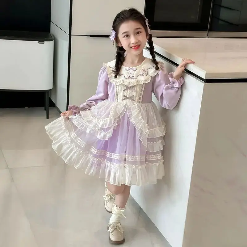 

Платье Лолита для девочек: новая модная коллекция весна-осень, детское платье принцессы с длинным рукавом для малышек