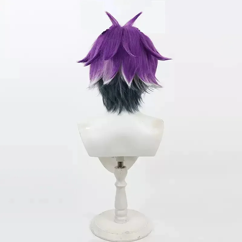 2025 aaa Game Twisted Wonderland Cheshire Cat Cosplay Wig with Ears Short Heat Resistant Synthetic Hair Halloween Party Role Pla