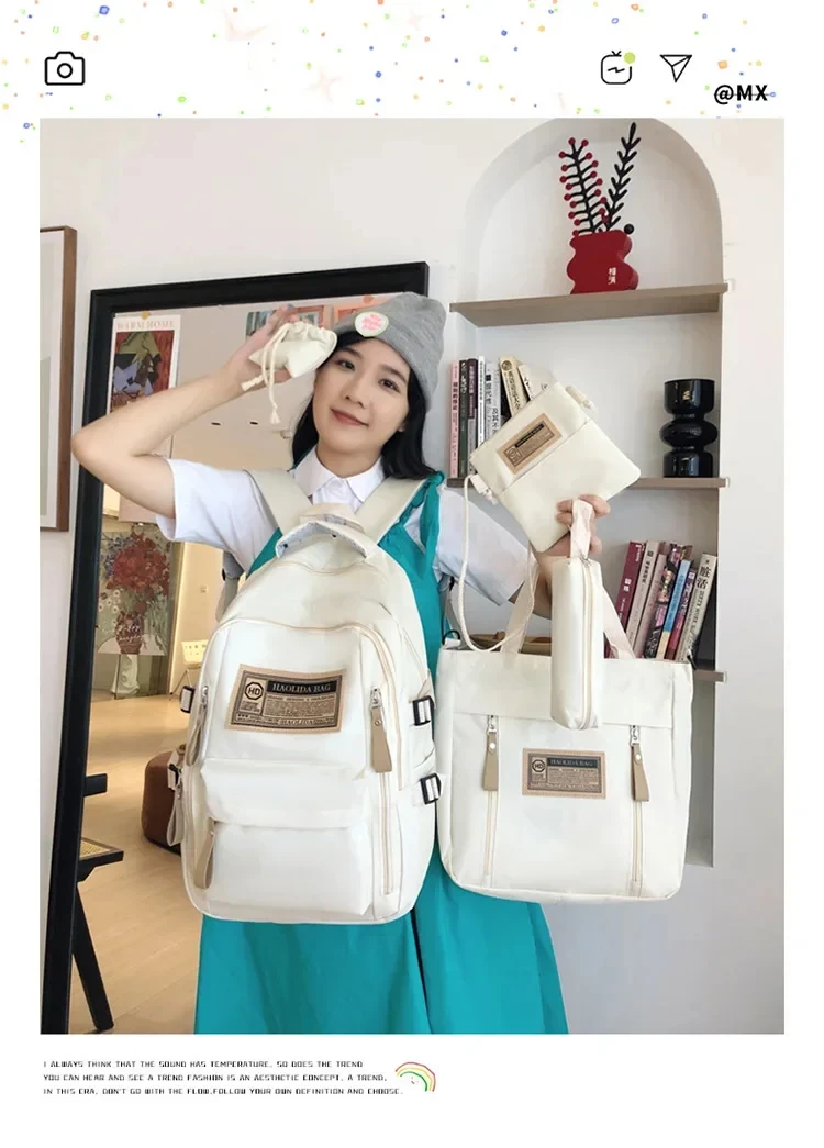 

Five-Piece Set Backpack for Boys And Girls Primary And Middle School Students Double Shoulder Practical Bookbag Set Grades Three