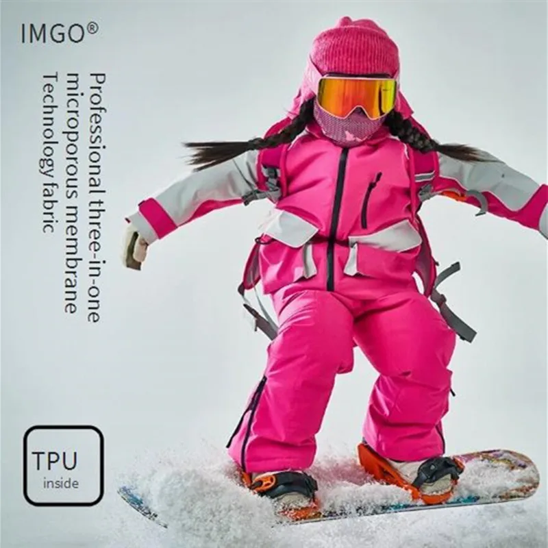 

3L Waterproof Cotton Single Double Board Set Girls Children's Professional Ski Suit Outdoor Skiing Jacket Training Sports Pants