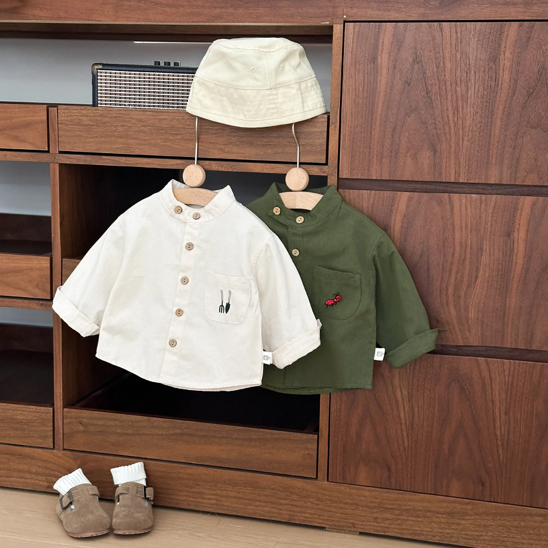 

Baby Shirts Cotton Shirt Autumn Outfit 2025 New Handsome Children's Embroidered Blouses Shirts