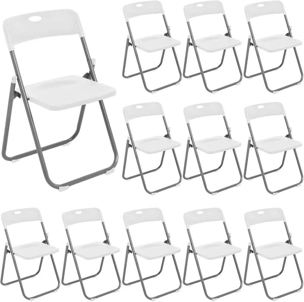 12 Pack Folding Plastic Chair with 330lb Capacity Stackable Folding Chair Portable Metal Foldable Chair Fold up Event Chairs