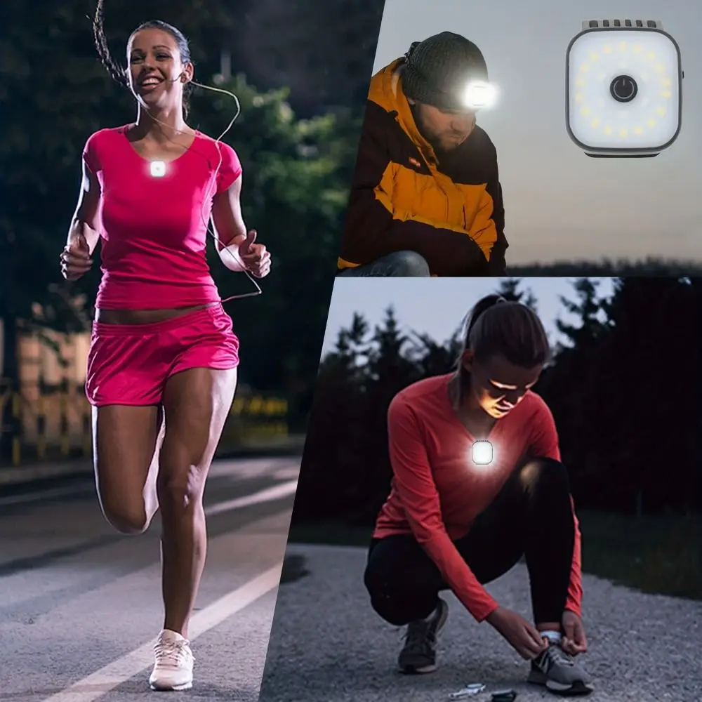 USB Rechargeable Headlights Mini Portable Alternating Traffic Running Lights Clip On Green LED Hands-free Flashlight Night Use