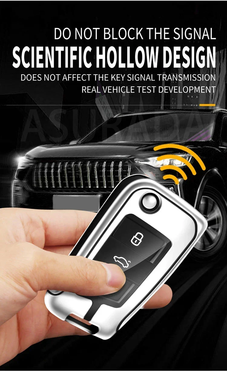 Car Zinc Alloy Key Case Bag For Skoda VRS RS Octavia Fabia Rapid Superb Karoq Kodiaq Kamiq Scala Car Key Chain Metal Key Shell