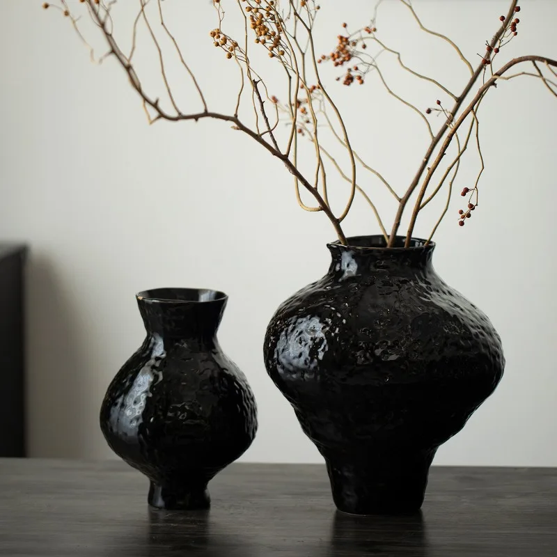 Retro ceramic vase New Chinese style B & B Hotel dead branch dried flower ware living room entrance ornament decoration