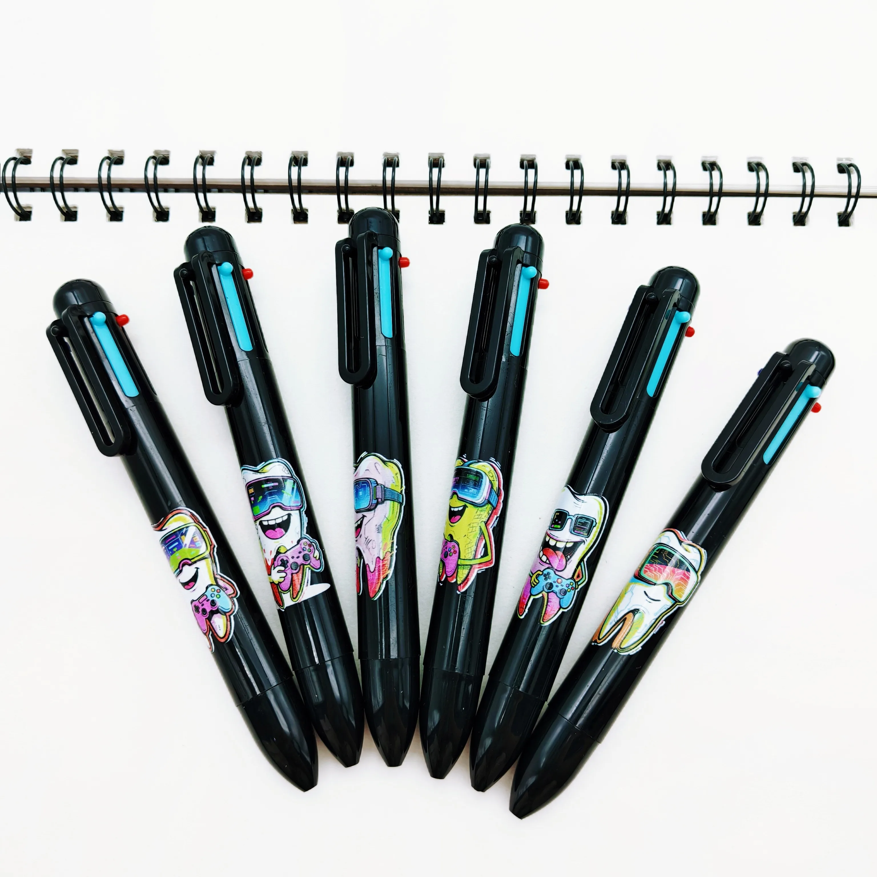 6PCS/12PCS teeth themed multi-color ballpoint pen game controller element six in one multi-color ballpoint pen