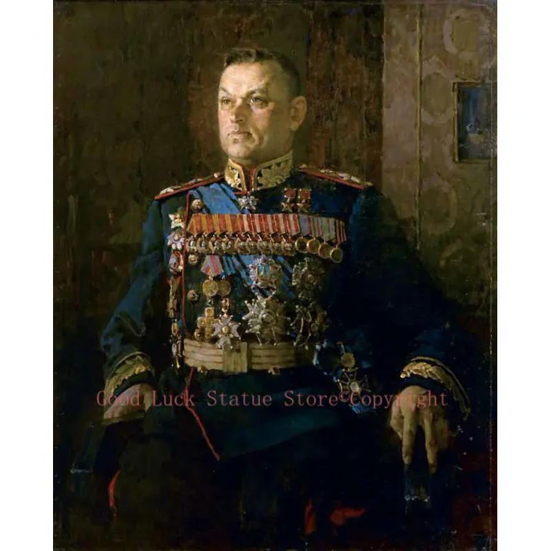 

100% Handpainted oil painting World War II General Portrait of Soviet Russia General Konstantin Konstantinovich Rokossovsky art