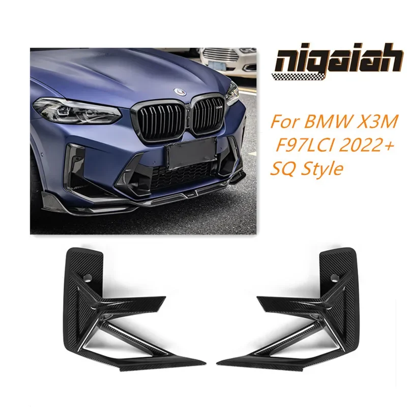 Dry carbon Front Bumper Side Inserts For BMW X3M F97 LCI 2022+Front Bumper Air Intake SQ Style Car Rear Bumper Splitters