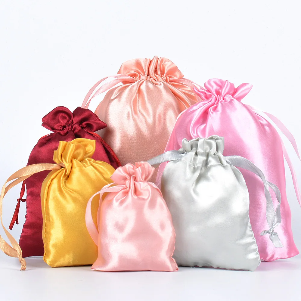 20-100PCS Customized Photo Silk Satin Drawstring Bags – Wedding/Party Favor Pouches for Jewelry, Gift Packaging & Storage
