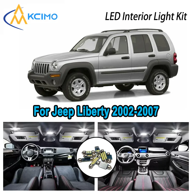 

Premium Bright LED Interior Light Kit for Jeep Liberty 2002-2007 2003 2004 2005 Dome Map Trunk Car Lamps with Canbus No Error