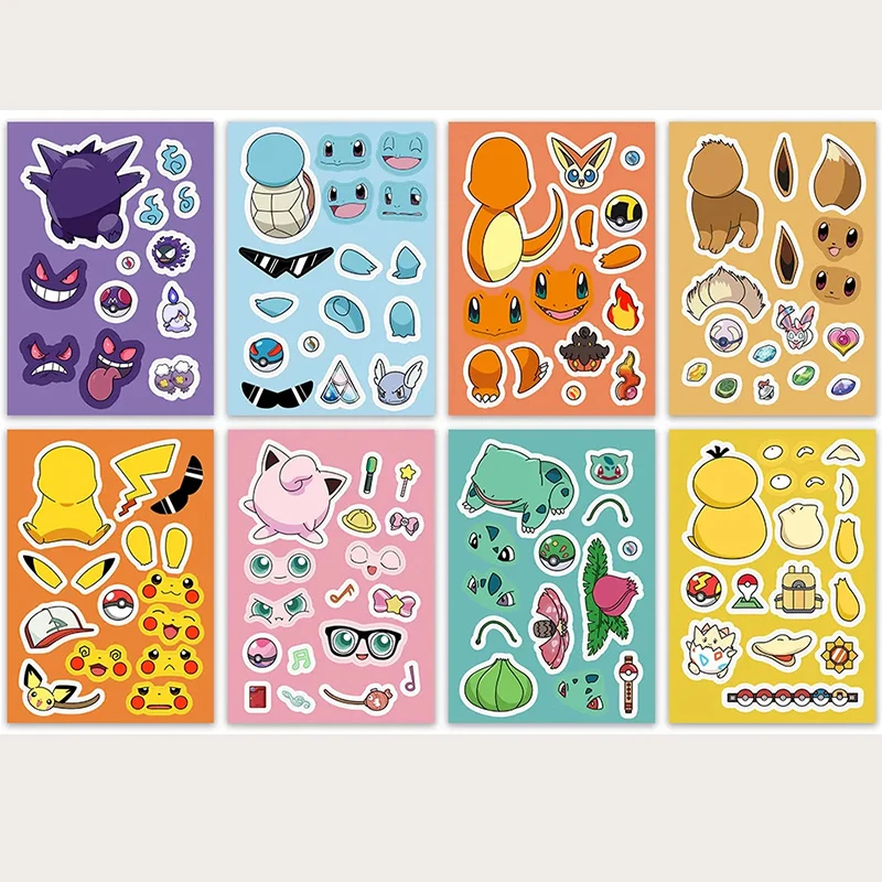 

Pokemon Pikachu Kawaii Cartoon DIY Waterproof Stickers Self-adhesive Emoticon Stickers Hand Account Children Gift Reward Collage