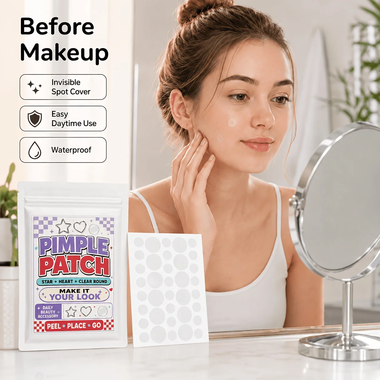 180PCS Transparent Round Hydrocolloid Pimple Patches, Multi Size Face Nose Stickers, Invisible Facial Patches for Daily Skin Car