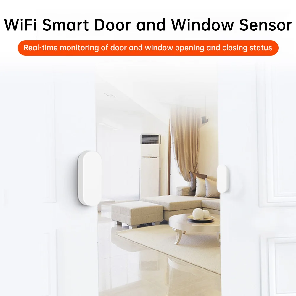 Tuya Smart WiFi Zigbee Door Sensor Open Close Detector Voice/App Control Compatible with Alexa Google Home Door Window Sensors