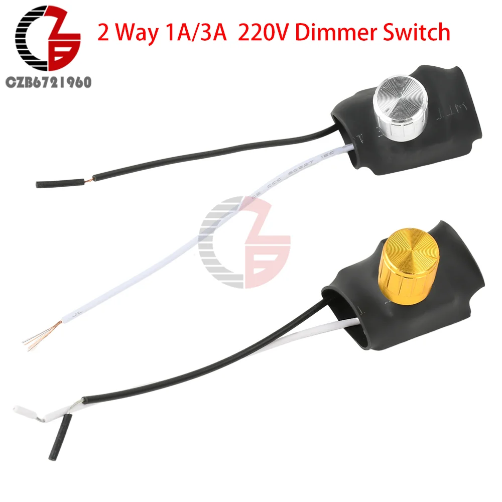 

DC 175-250V 1A/3A 2 Way 220V Table Lamp Omni-directional Dimming Rotary Switch LED Light Dimmer On/Off Switch Control Module