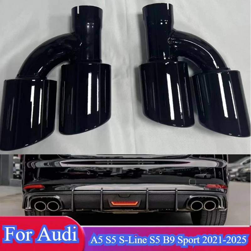 For Audi A5 S-Line S5 B9 Sport 2021-2025 4-Door Car Diffuser Spoiler Exhaust Tailpipe Muffler Body Kit Accessory (Not for 2 Door