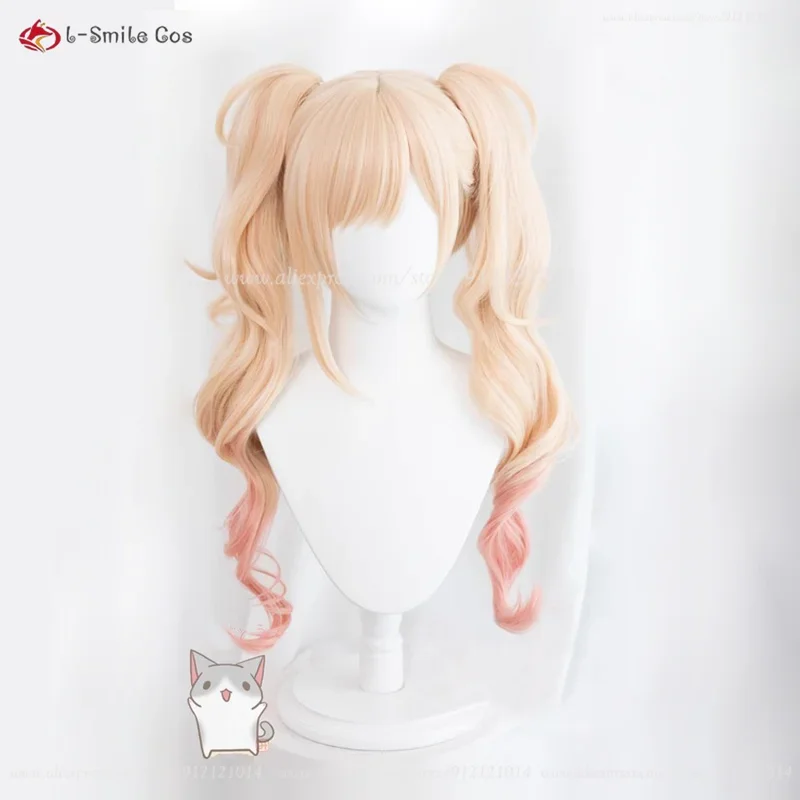 Anime cos maid kitgawa Marin kitgawa cosplay wig blonde pink ponytail wig heat resistant synthetic wig wig cap