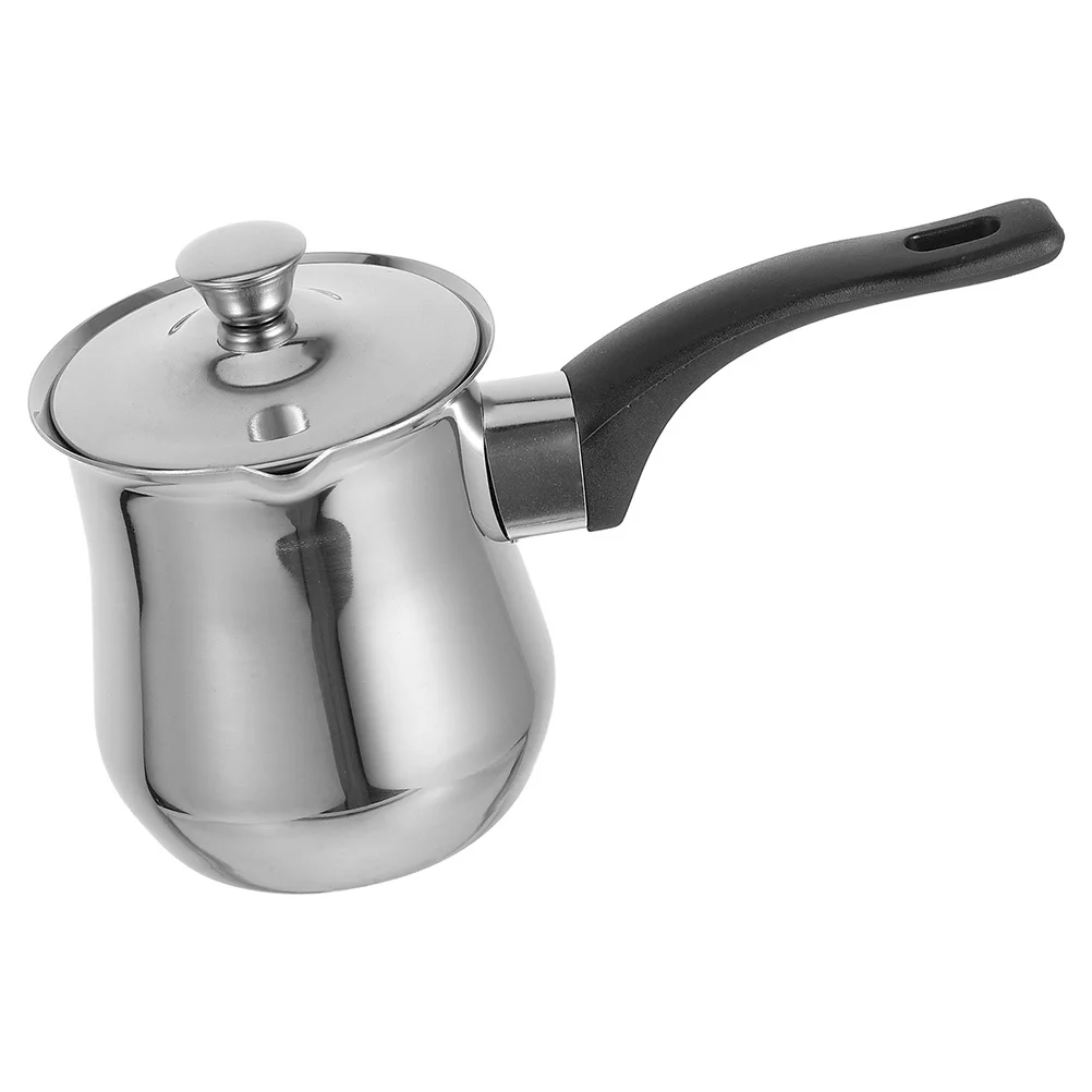 

Small Stainless Steel Turkish Coffee Pot Metal Milk Frothing Pitcher Lid Butter Warmer Coffee Milk Chocolate 540ml