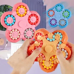 Ten-sided Rotation Stress Relief Children Toy Finger Magic Bean Cube Hand-on Training Educational Spinner Decompression Toy Gift