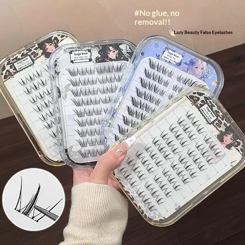 DIY Glue-Free False Eyelashes with Fine Stems Soft Natural for Beginner Daily Makeup Tools Beauty Self Adhesive False Eyelashes