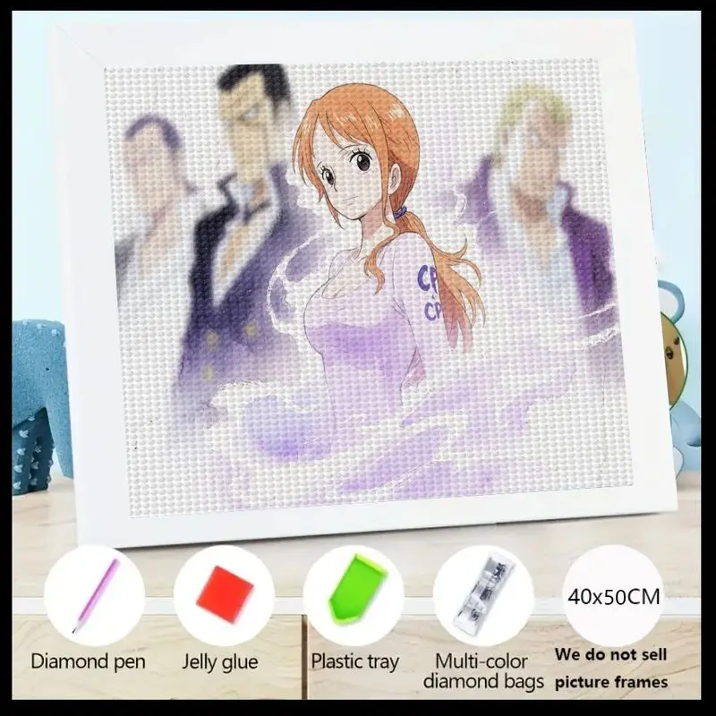 

1 шт. 5D DIY Набор для алмазной живописи, Цельный набор для вышивки Nami Anime Girl & Crew Full Drill Crystal Rhinestone, 40x50CM Spar