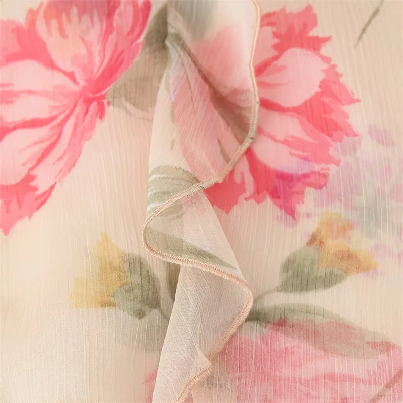 KEYANKETIAN 2025 صيف جديد المرأة الجولة الرقبة واحدة الصدر كشكش حافة الدانتيل يصل الأزهار طباعة قميص المرأة