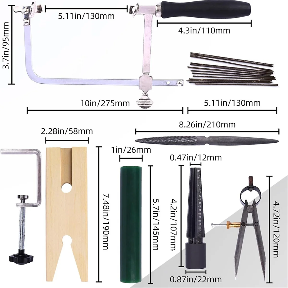Carving Tool Kit Jewelry Ring Wax Tube Molds Making Lost Wax Casting Kit Wax Ring Saw with Blades Wax Ring Sizer Jeweler Vogue