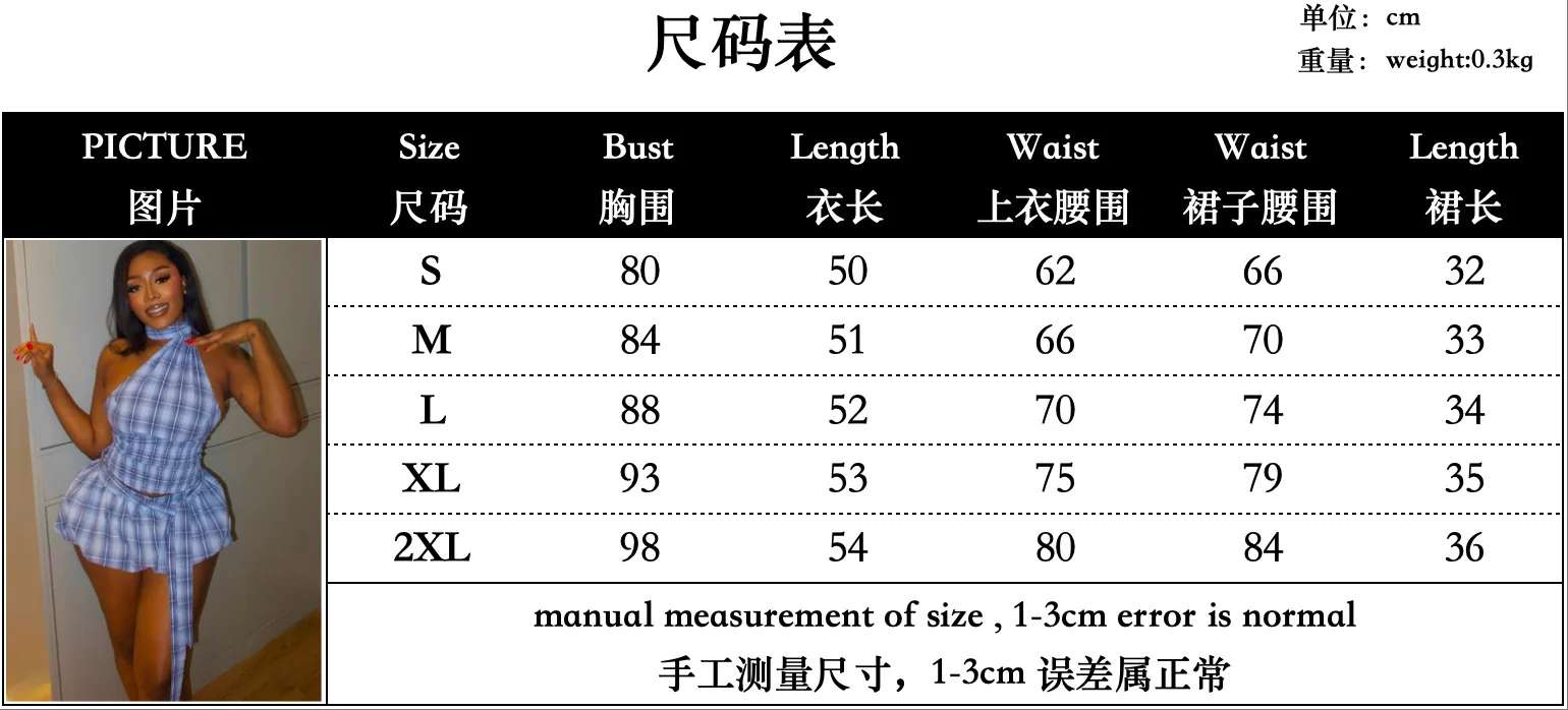 Women Y2K 2 Piece Bubble Skirt Outfit Set Off the Shoulder Plaid Halter Tank Top and Puff Mini Skirt with Belt Party Clubwear