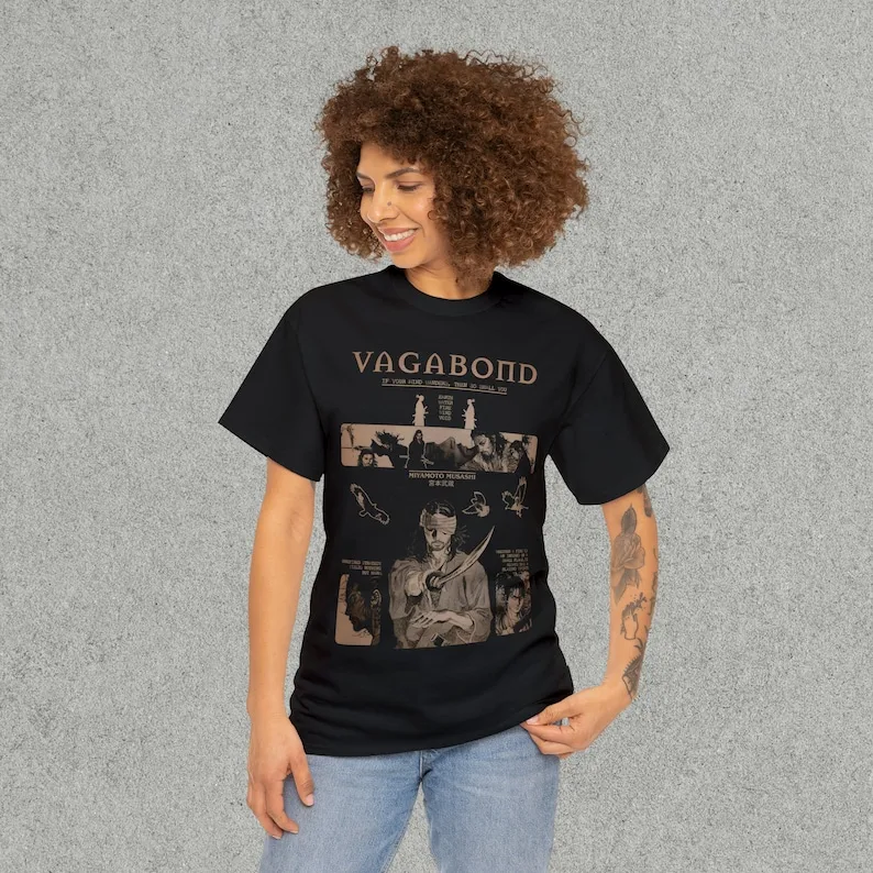 Vagabond Shirt Vintage Manga Merch Takezo Tee Samurai Shirt Vagabond Vintage Design Unisex Manga TShirt
