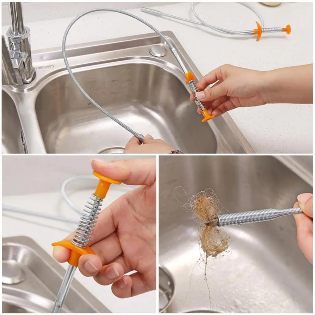 Useful Sewer Dredger Easy to Use Sewer Pipe Hook with Gripper Unchoke 4 Claw Kitchen Sink Tub Toilet Hair Trash Picker for Home