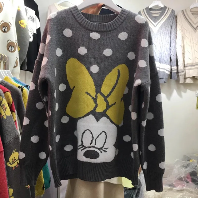 Disney Mickey Sweaters for Women Loose and Comfortable Cartoon Coat Female Autumn and Winter Loose Wild Cute Hoodies Kawaii Tops