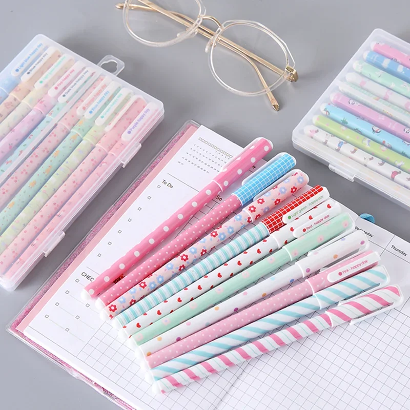 10Pcs/Set Cute Fresh Floral Gel Pens Set Kawaii Colorful Gel Pen Back to School Stationery Item for Outline DIY Drawing Painting
