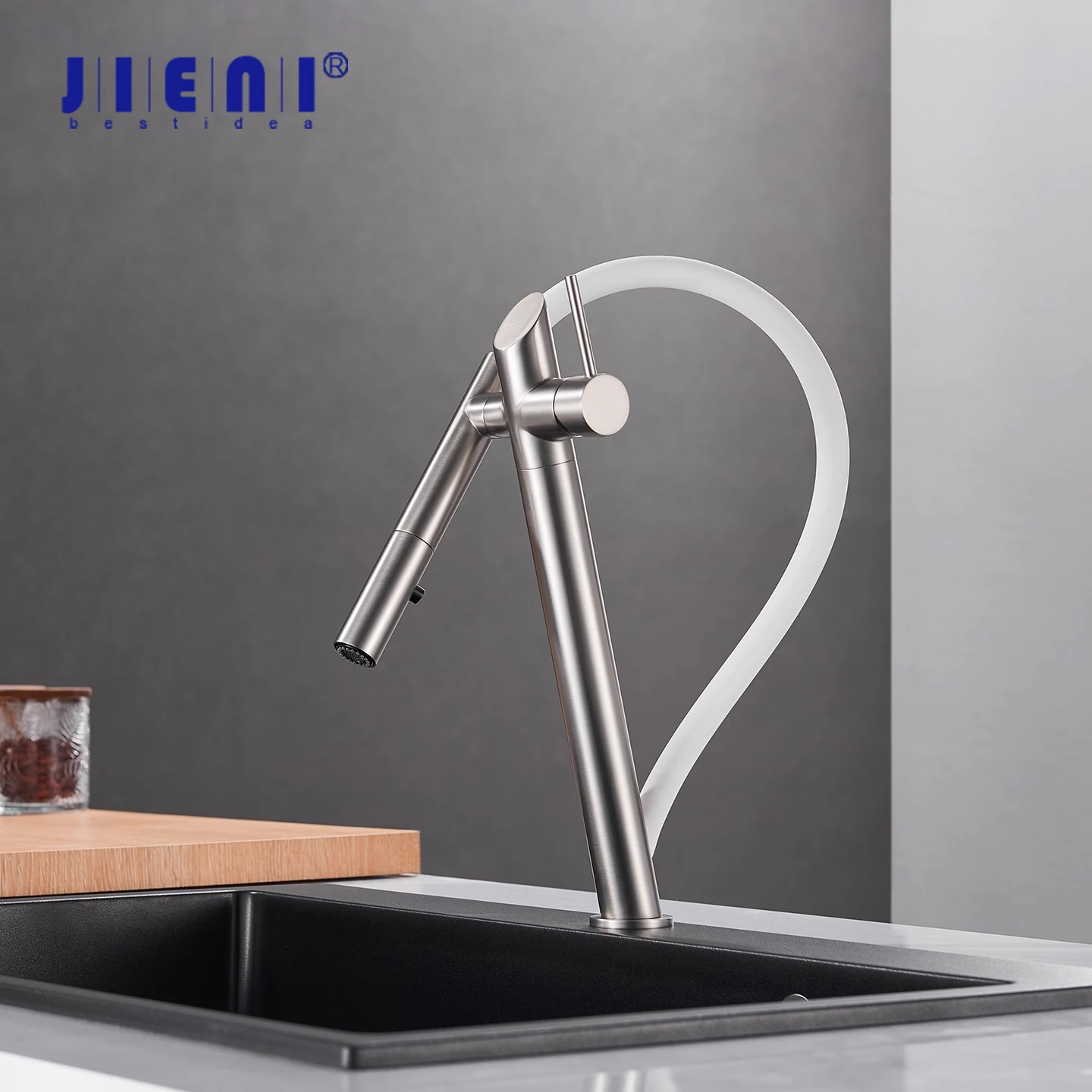 

JIENI 360° Rotation Kitchen Sink Faucet Unique Design Washbasin Faucets Minimalist Pull-out Hot Cold Water Mixer Taps