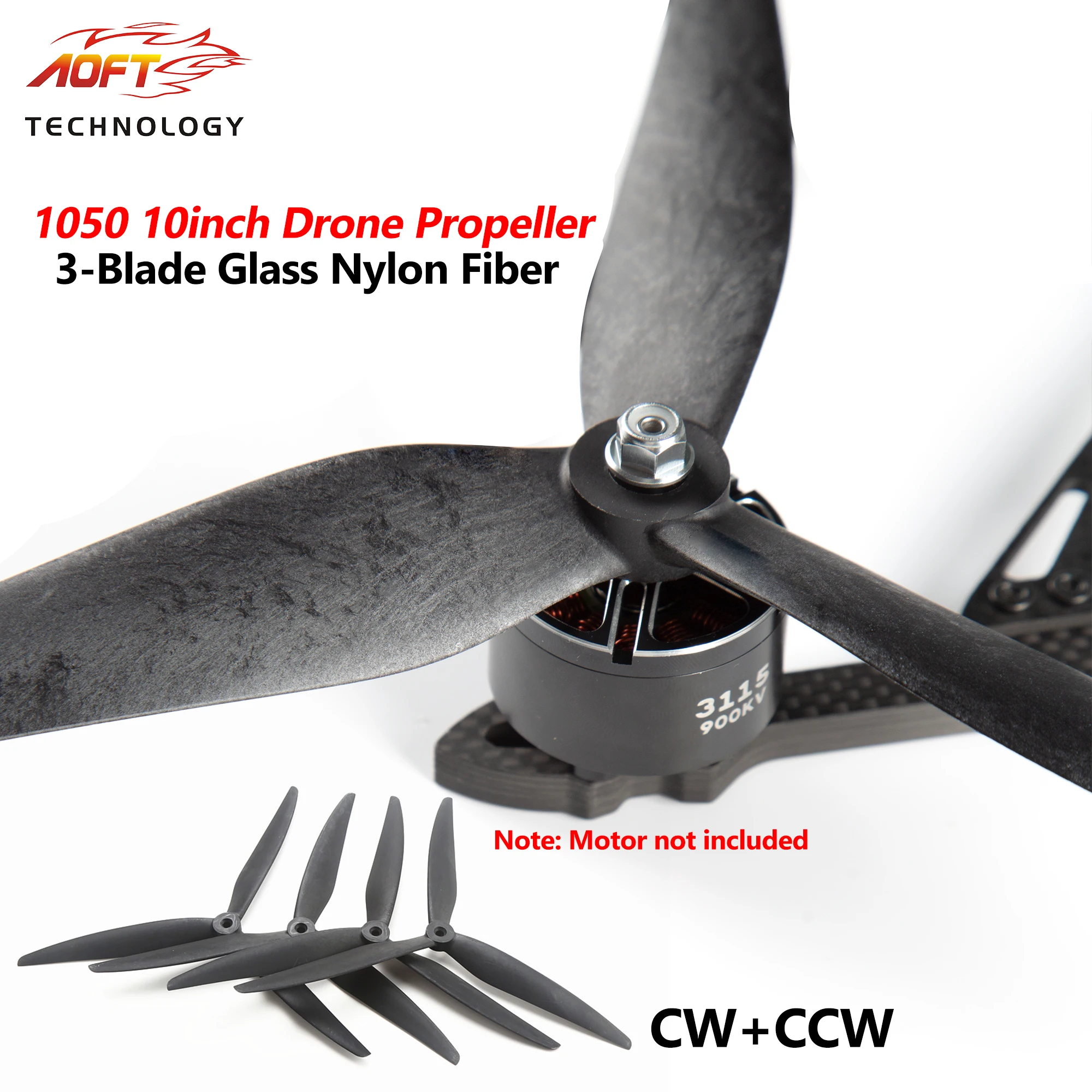 

RC Propeller 1050 10X5X3 Glass Nylon Fiber Propeller 3 Blade/Tri-Blade 5.0mm for Multirotor 10" RC FPV Drones X-Class Mark4