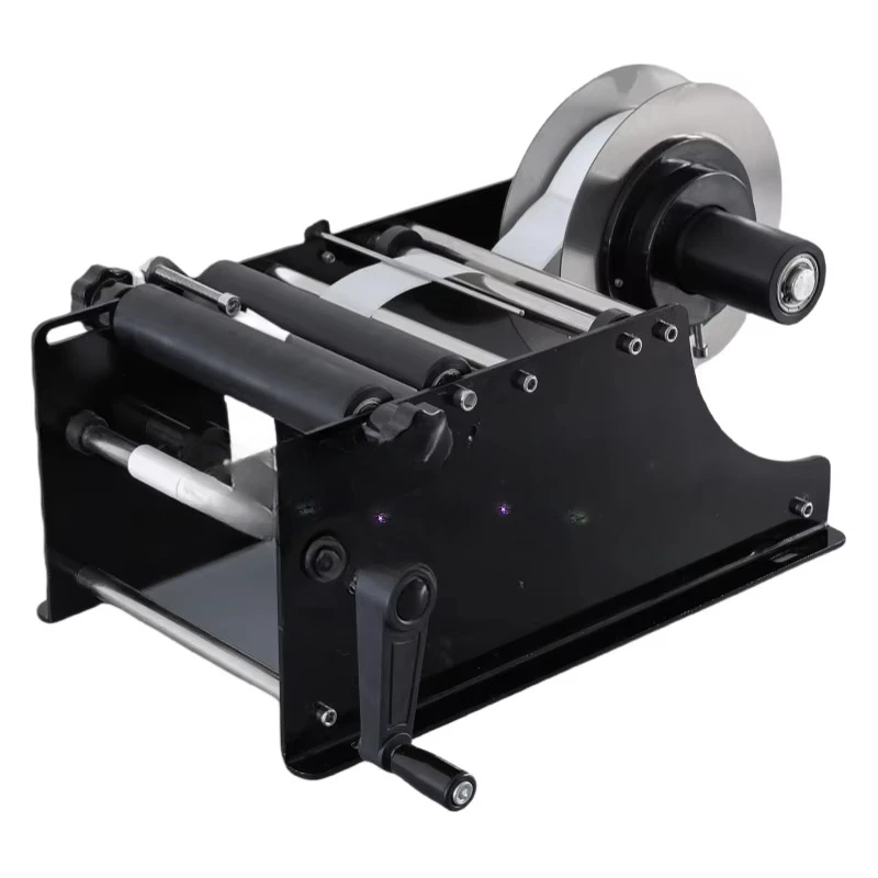 آلة وضع العلامات اليدوية للزجاجات المستديرة مقبض شريط ذاتي اللصق لحقيبة الكرتون فيلم احباط التعبئة والتغليف برميل شبه التلقائي