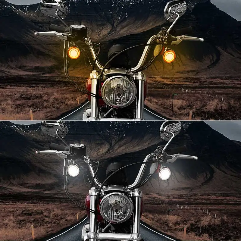 مصباح أمامي 1157 للدراجة النارية مصباح إشارة الانعطاف على شكل رصاصة مصباح مؤشر DRL ضوء الفرامل للرياضيين Dyna بجولة 12 فولت