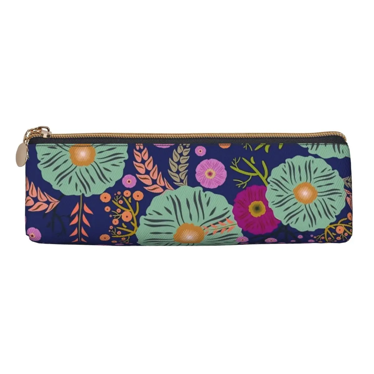 Bouquet Floral Pencil Case Vintage Print School Pencil Cases PU Leather Boy Girl University Pencil Bag Stationery Organizer