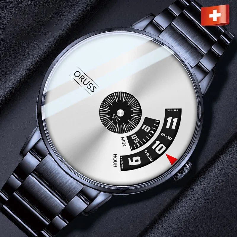 Men's Quartz Watch Starry Sky Design Steel Strap Waterproof Black Tech Male Wristwatch For Teenagers Daily Wear Outdoor Sports