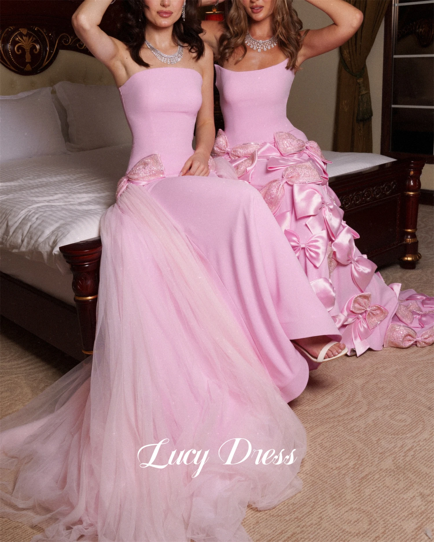 

Lucy Pink Party Dress Birthday Wedding Prom Robes De Cocktail Dresses for Special Occasions Robe Soiree Evening Gown Customized